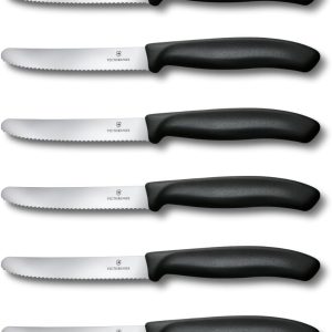 Victorinox 6-Piece Wavy Edge Steak and Tomato Knife. Round Tip. Black. 6.7833.6: Knives: Amazon.com.au